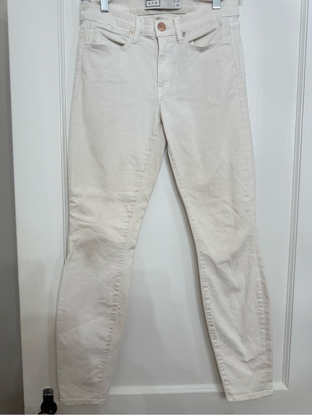 AYR The Chiller Skinny Jeans Cream White Size 27x28